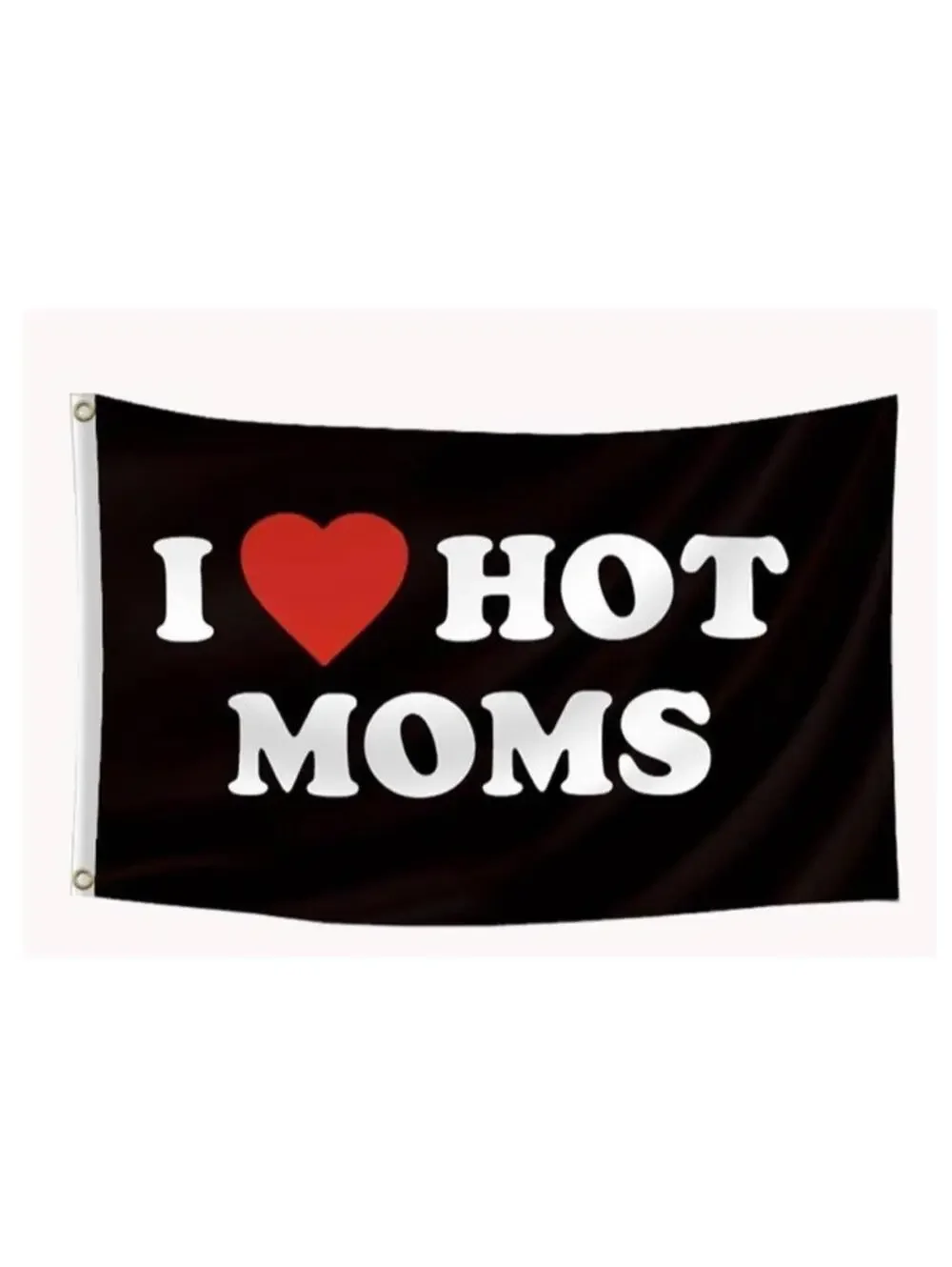 I Love Hot Moms Tapestry Flag 5x3 Dorm Decor Heart Milf Banner Funny Wall Black